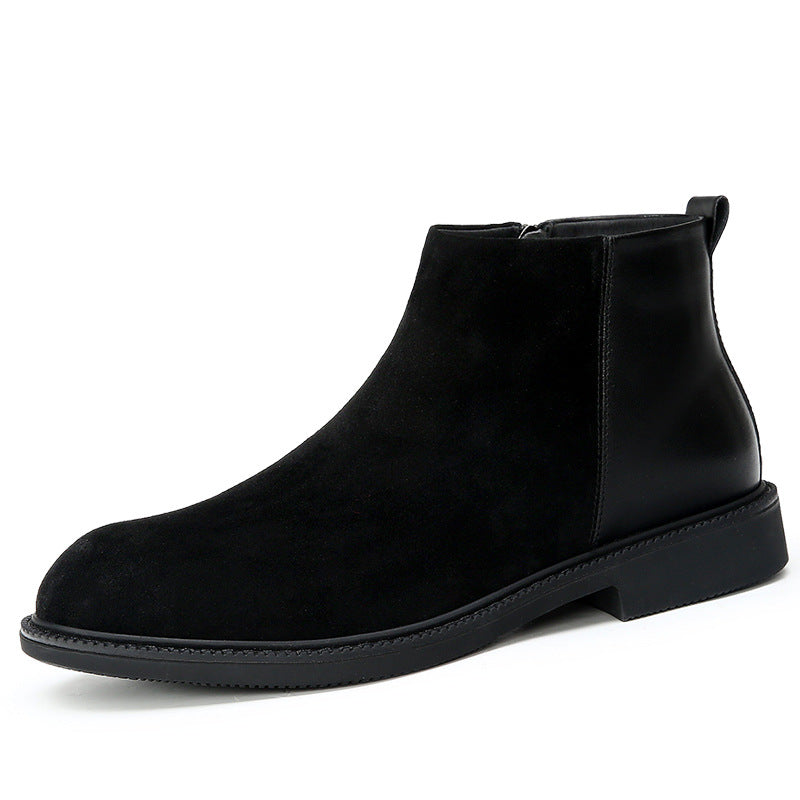 Padded men's leather boots, lace-up ankle boots