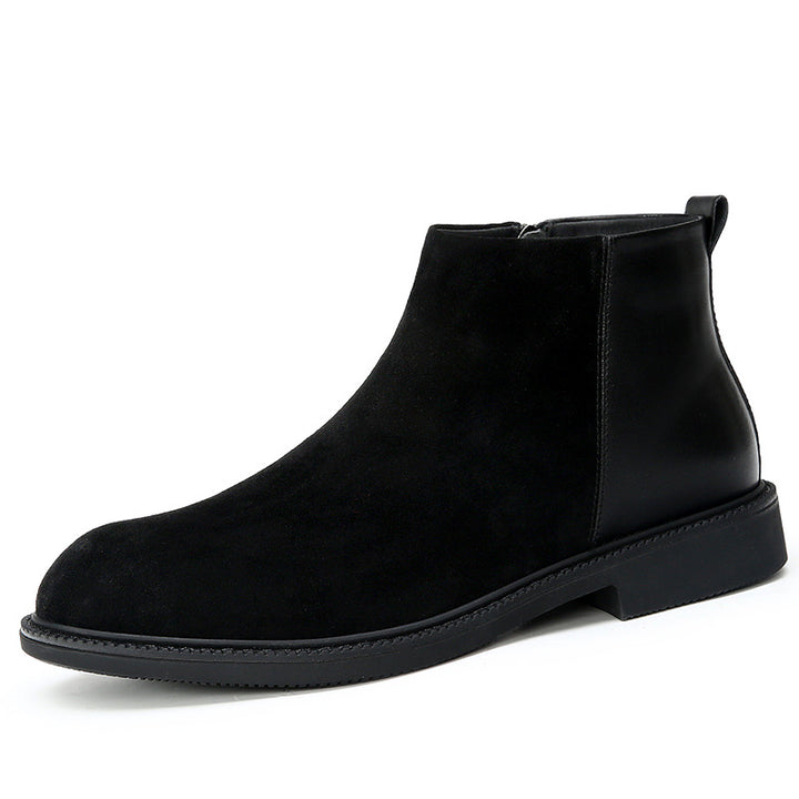 Padded men's leather boots, lace-up ankle boots