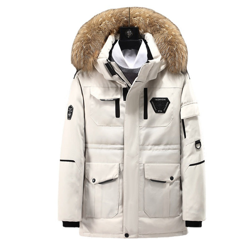 Padded men's down jacket with collar