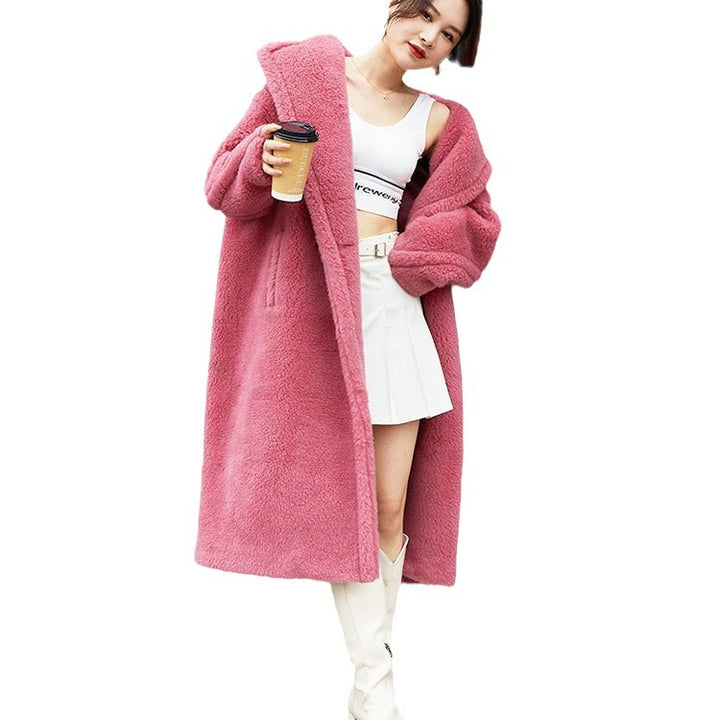 Teddy-Coat, mid-length, Color: Raspberry Pink