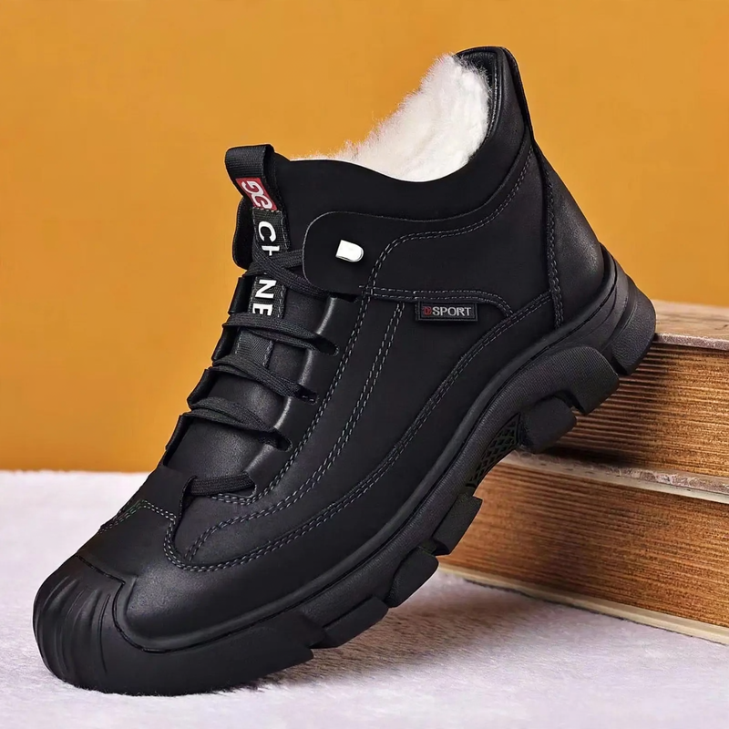 Padded men's boots, synthetic leather, non-slip, winter