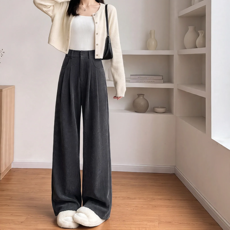 Women's corduroy trousers, straight cut, autumn