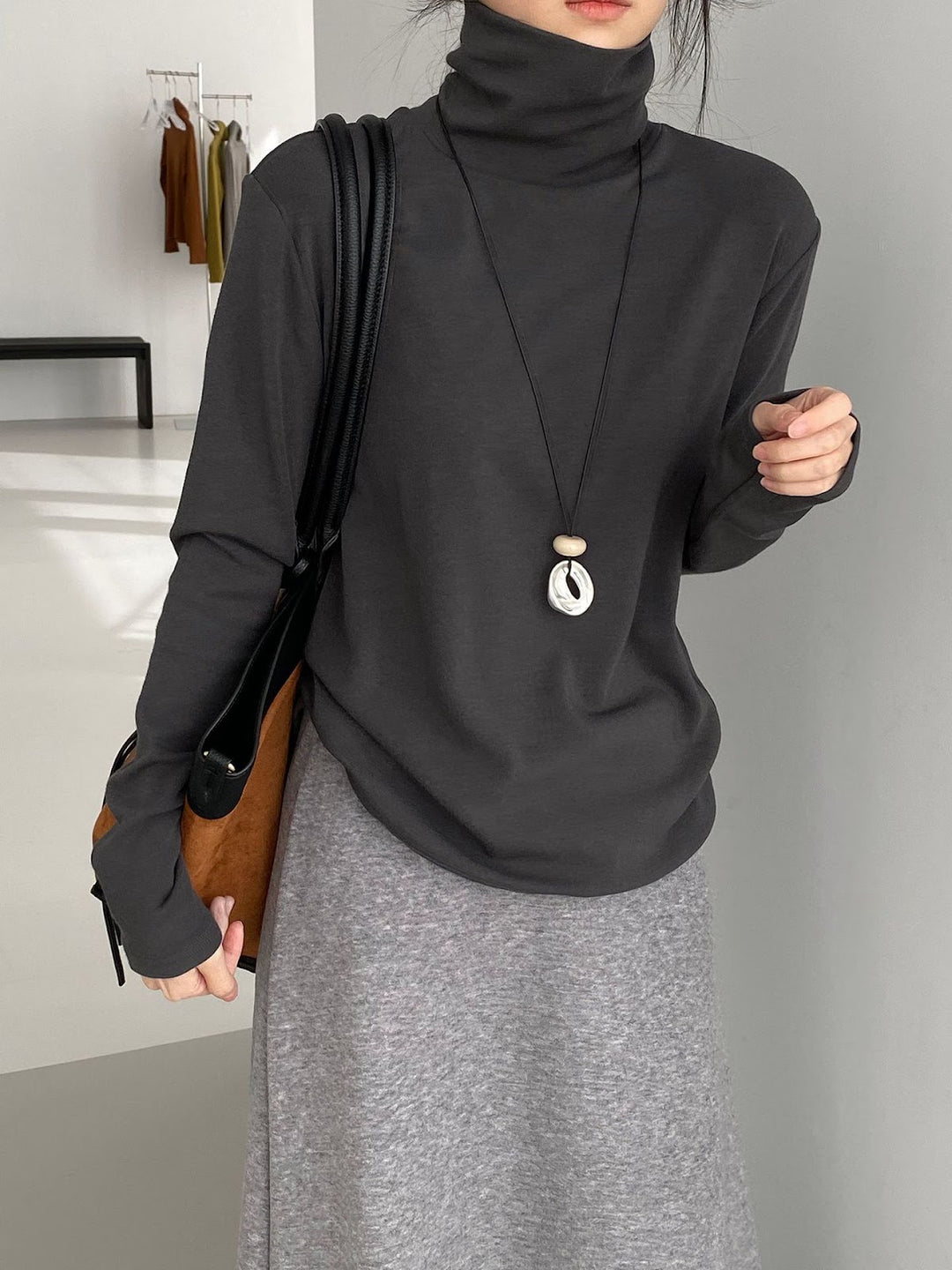 Women's knitted sweater with stand-up collar, soft