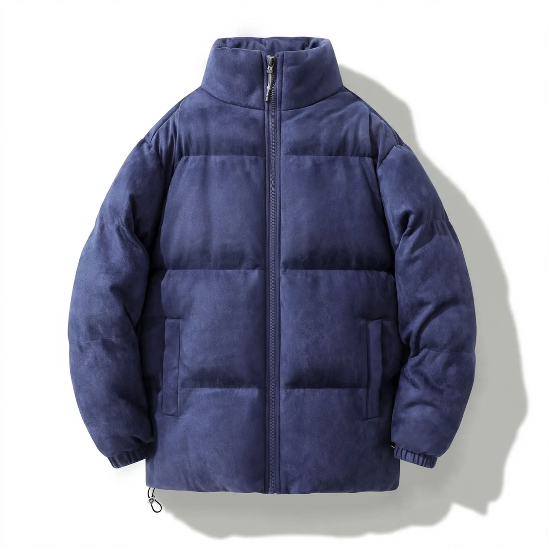Padded men's winter jacket in suede look