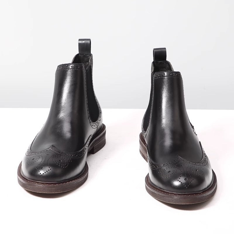 Men's Chelsea boots made of genuine leather with platform