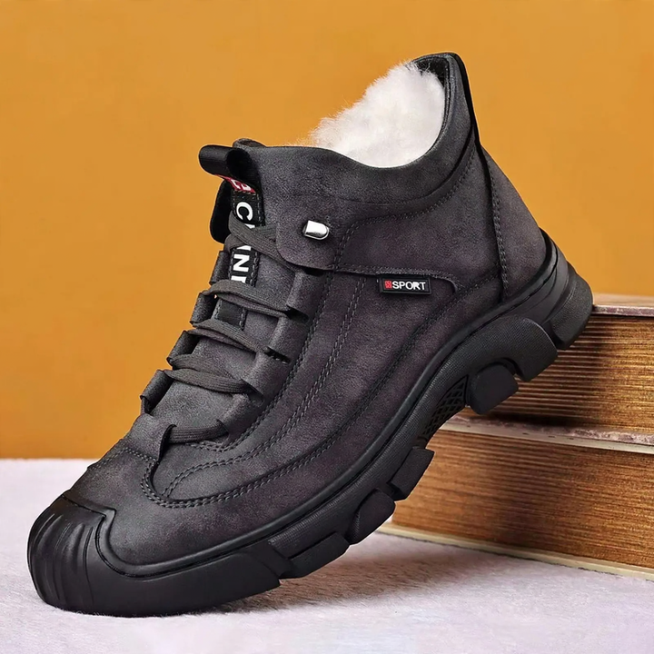 Padded men's boots, synthetic leather, non-slip, winter