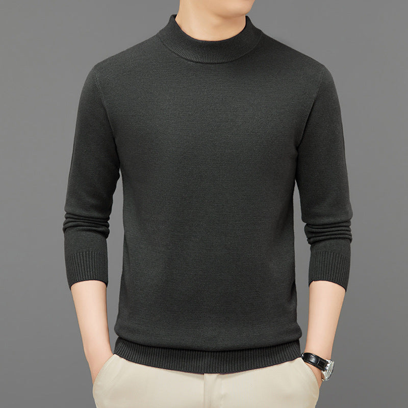 Men's knitted pullover, stand-up collar, breathable