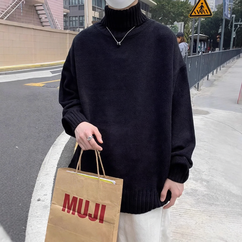 Men's turtleneck sweater, loose fit, retro style