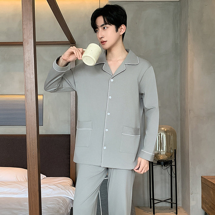Men's pajama set made of cotton, simple design