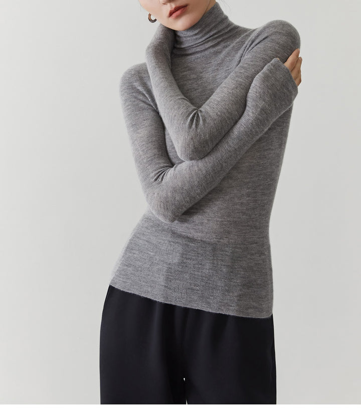 Women's cashmere sweater with stand-up collar, seamless