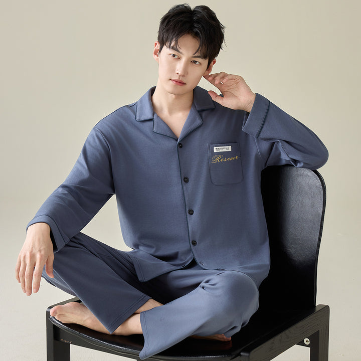 Men's cotton pajamas, casual fit, plus sizes