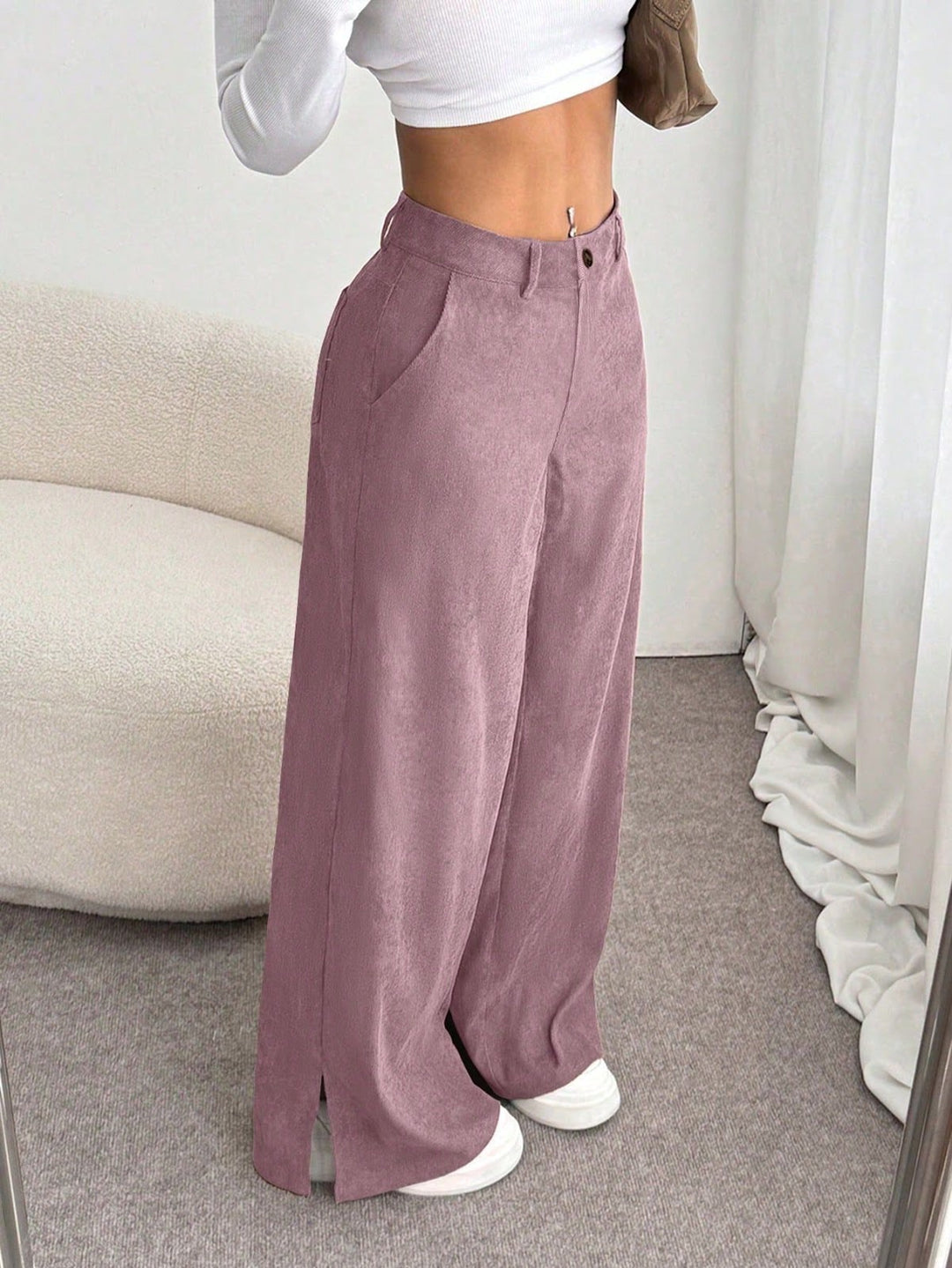 Retro corduroy trousers with straight leg