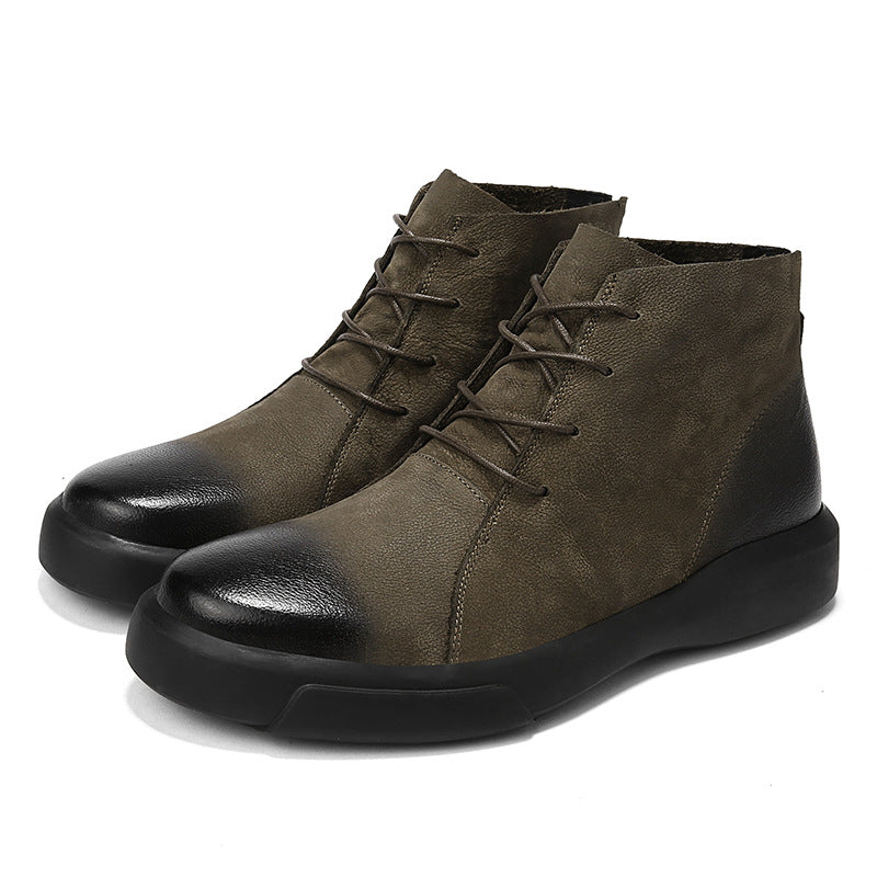 Men's leather ankle boots, sturdy
