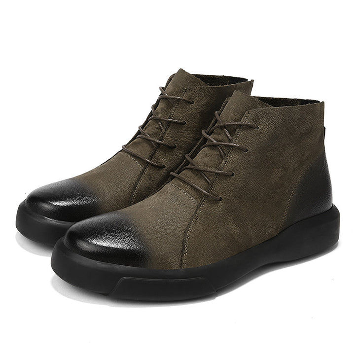 Men's leather ankle boots, sturdy