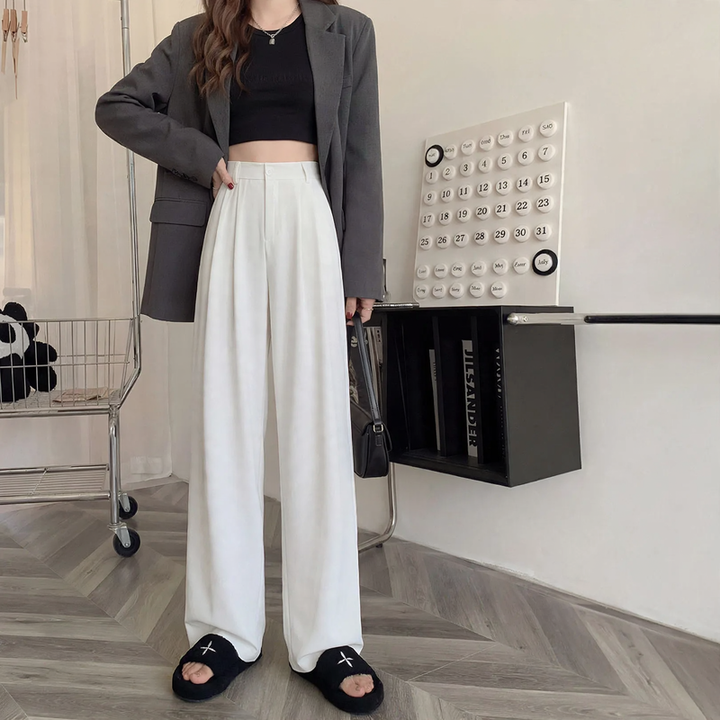 Padded cord wide pants, elegant cut