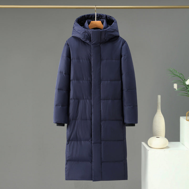 Long down coat, knee-length, for men and women