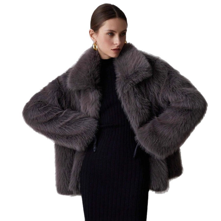 Elegant women's faux fur jacket in solid colors