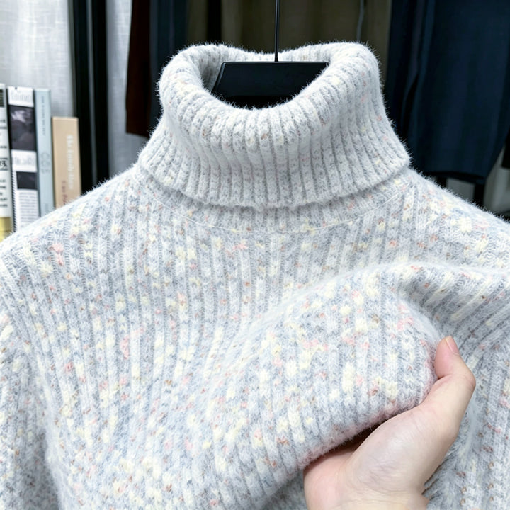 Men's turtleneck sweater with wool content and lining