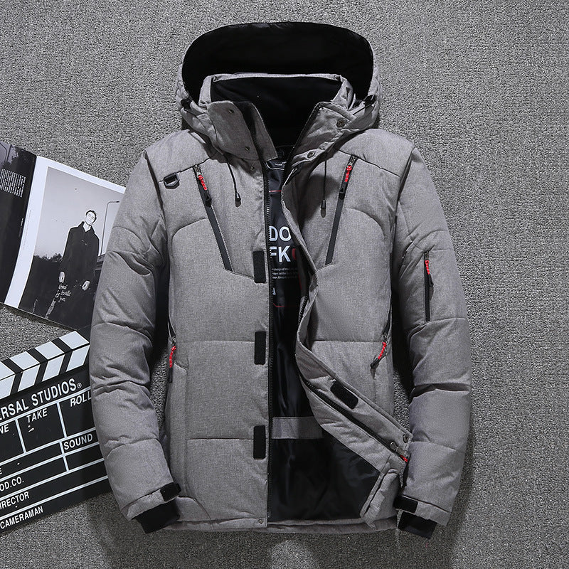 Warm men's down jacket, tailored