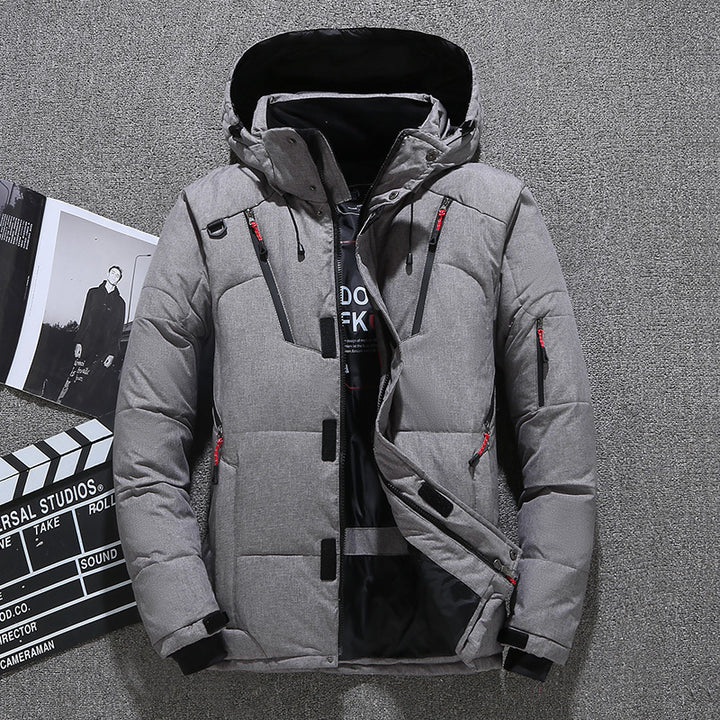 Warm men's down jacket, tailored