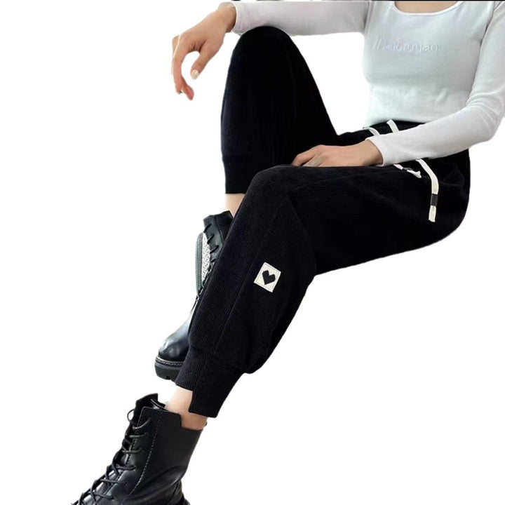 Padded chenille jogging pants for women, loose fit