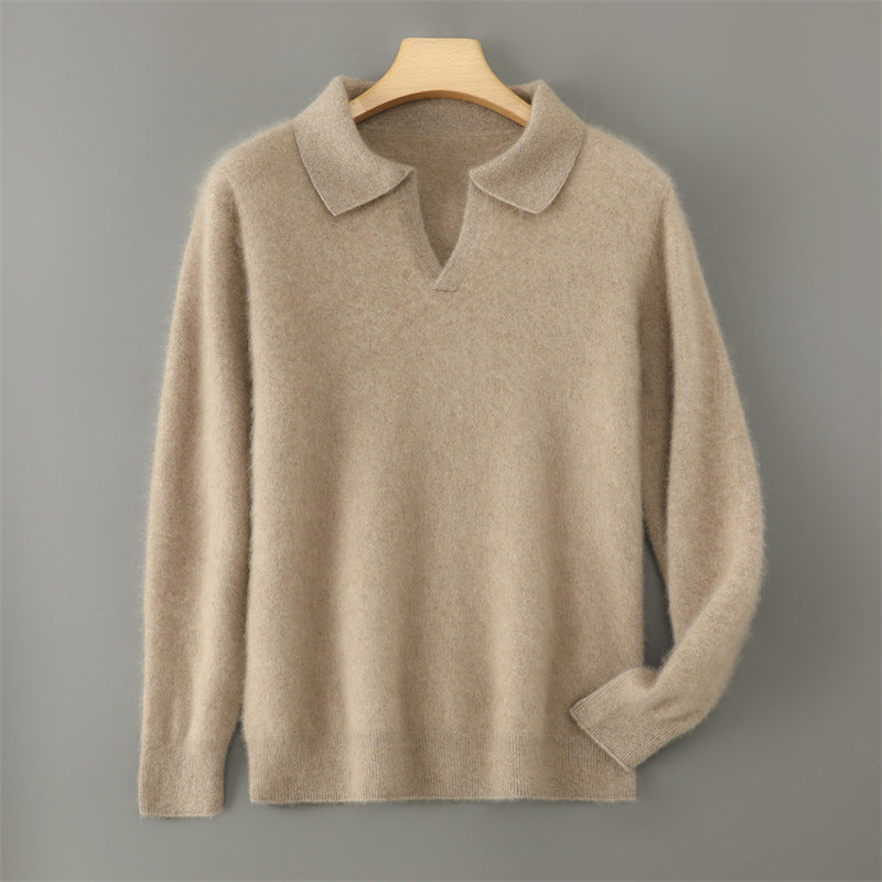 Men's wool sweater with collar, business casual