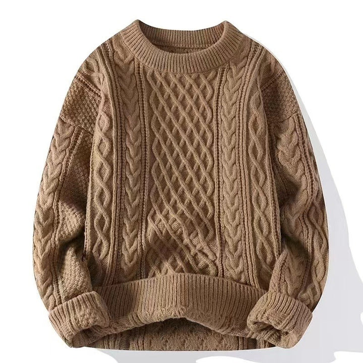 Coarse knit pullover with cable pattern for men