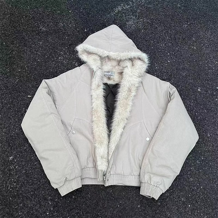 Men's winter jacket, short, with hood and fur collar