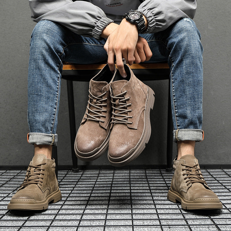 Men's martin boots made of pigskin leather, retro style