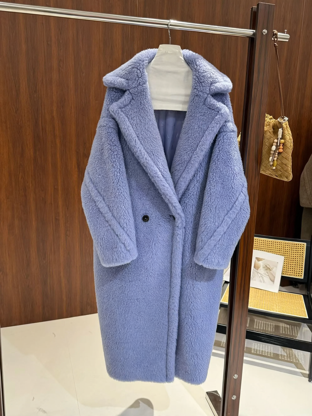 Women's teddy coat, mid-length, loose fit