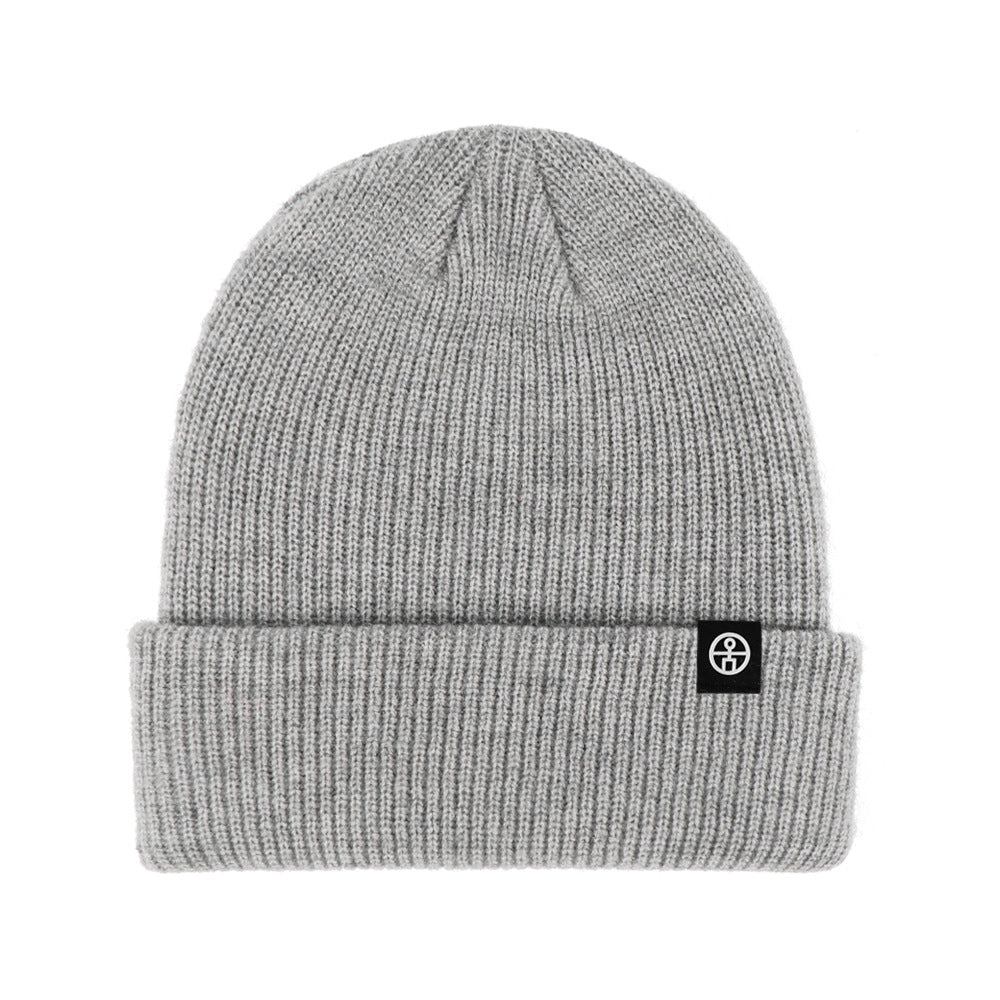Warm knitted hat for winter, solid color, 22x20 cm