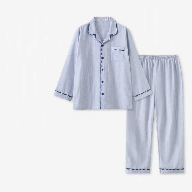 Cotton Pajama Set for Couples, Gauze Fabric