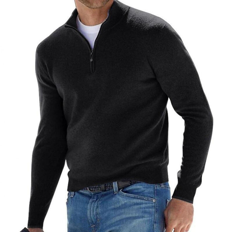 Men's Long Sleeve Cashmere Sweater, Simple Design