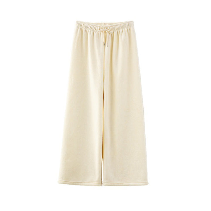 Cord-wide trousers for women, lined, high waistband
