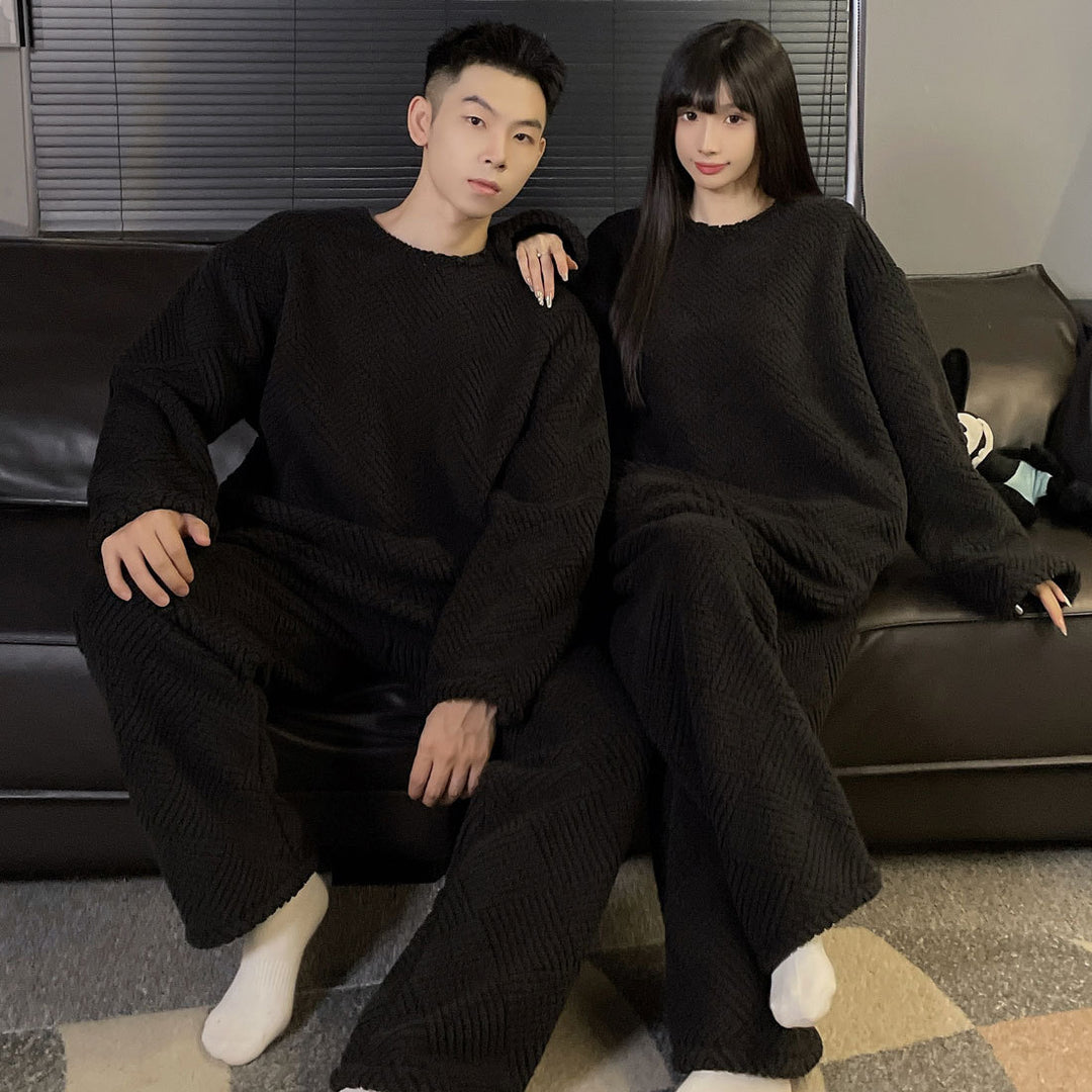Warmer loungewear for couples, flannel, lined