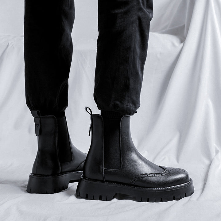 Men's Chelsea Boots, Brogue Design, Rubber Sole