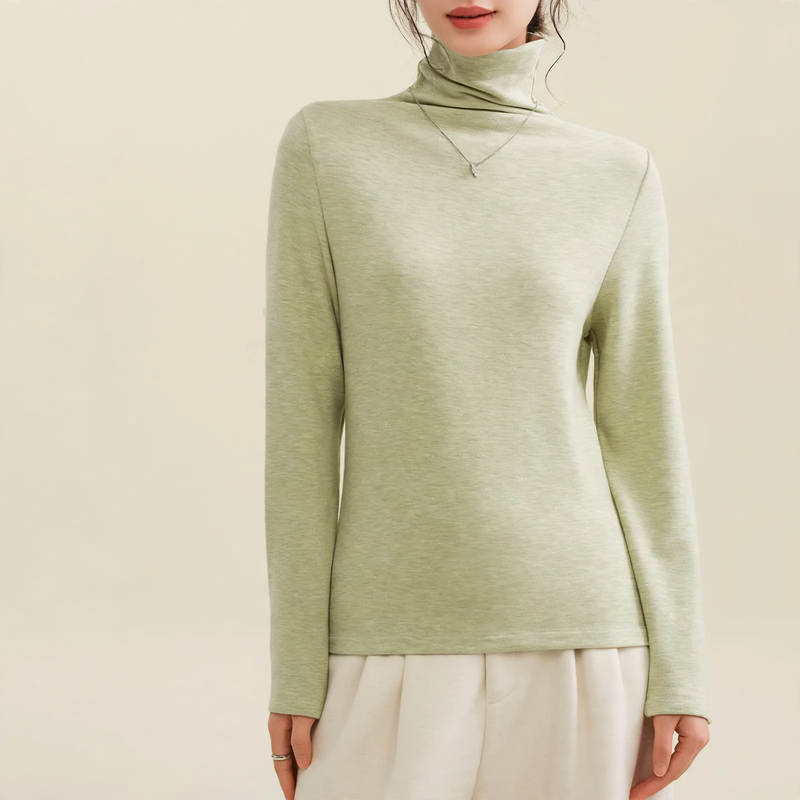 Women's Wool-Silk Sweater, lined, with stand-up collar