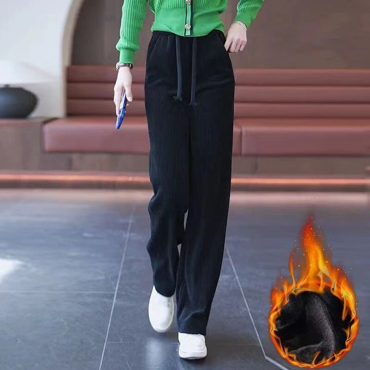 Women's corduroy pants, lined, straight cut