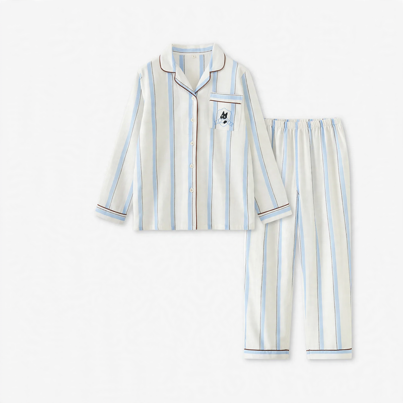 Cotton pajama set for couples, striped