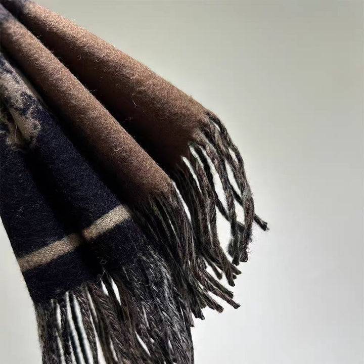 Large wool scarf with check pattern, 50x200cm