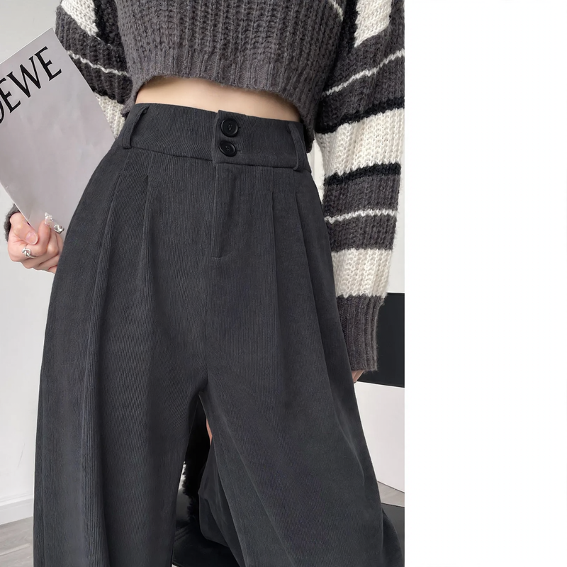 Women’s cord trousers, straight cut, lined, for spring/autumn
