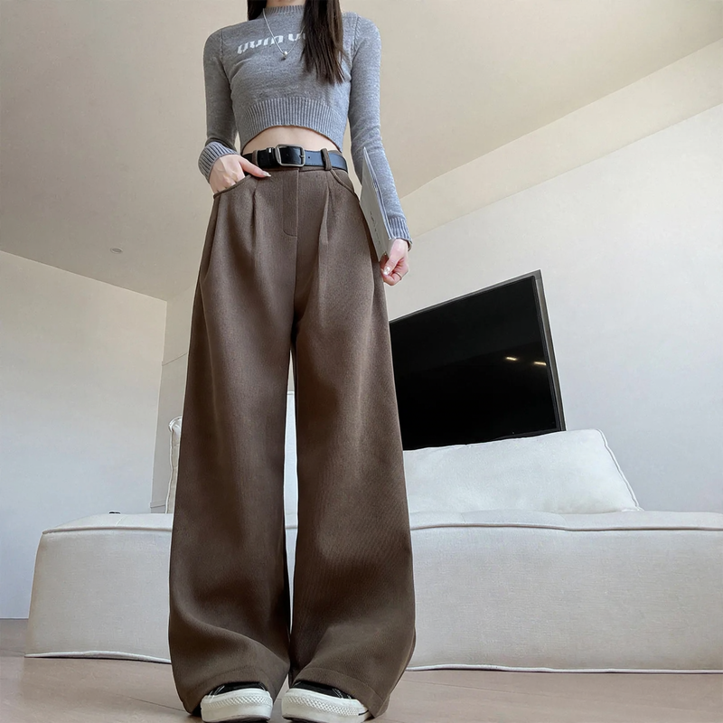 Women’s cord pants with wide leg, high waist