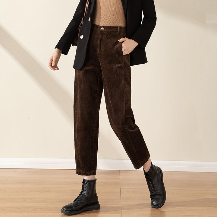 Women's Cord Trousers, high waisted, carrot shape