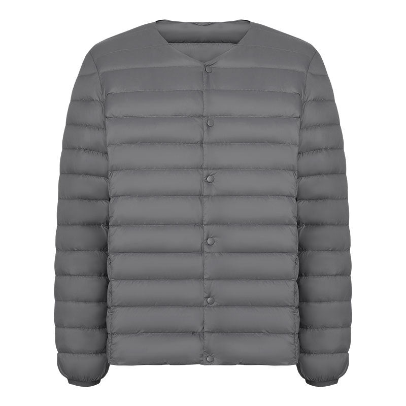 Light men's down jacket, V-neck or round neck