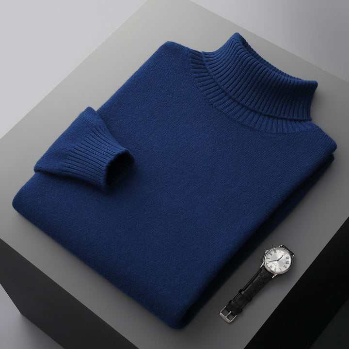 Men's wool sweater with turtleneck, 100% wool