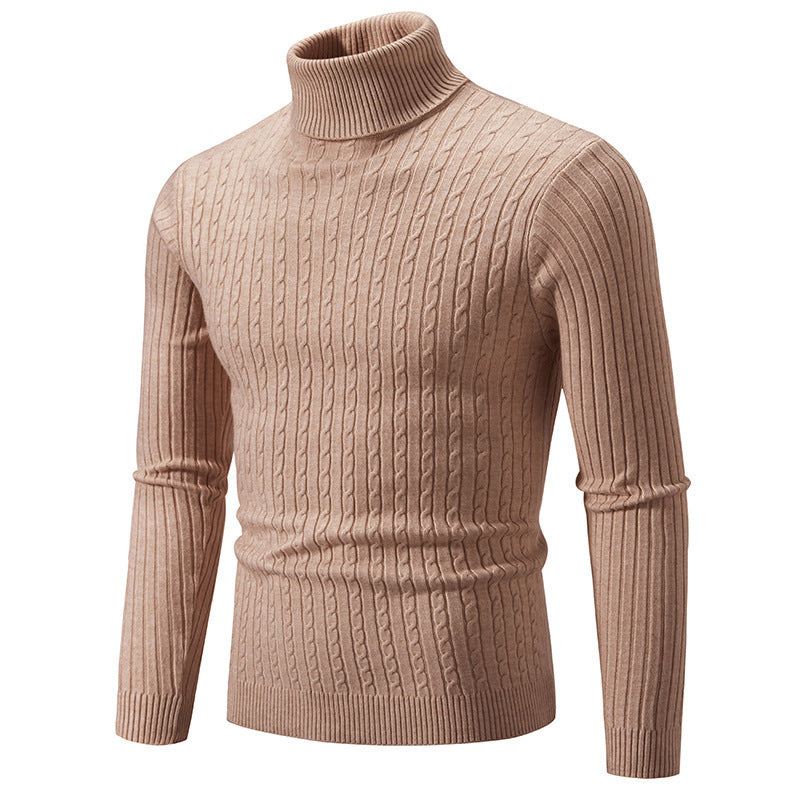Men's turtleneck sweater, cable pattern, classic