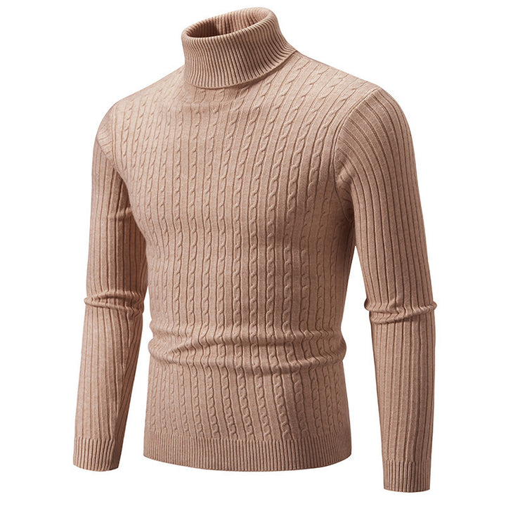 Men's turtleneck sweater, cable pattern, classic