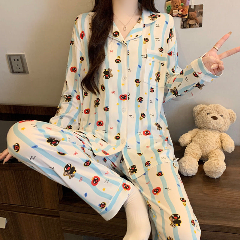 Women's Pajama Set, long-sleeved, with star pattern