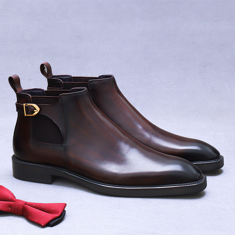 Men's Chelsea boots made of genuine cowhide, business style