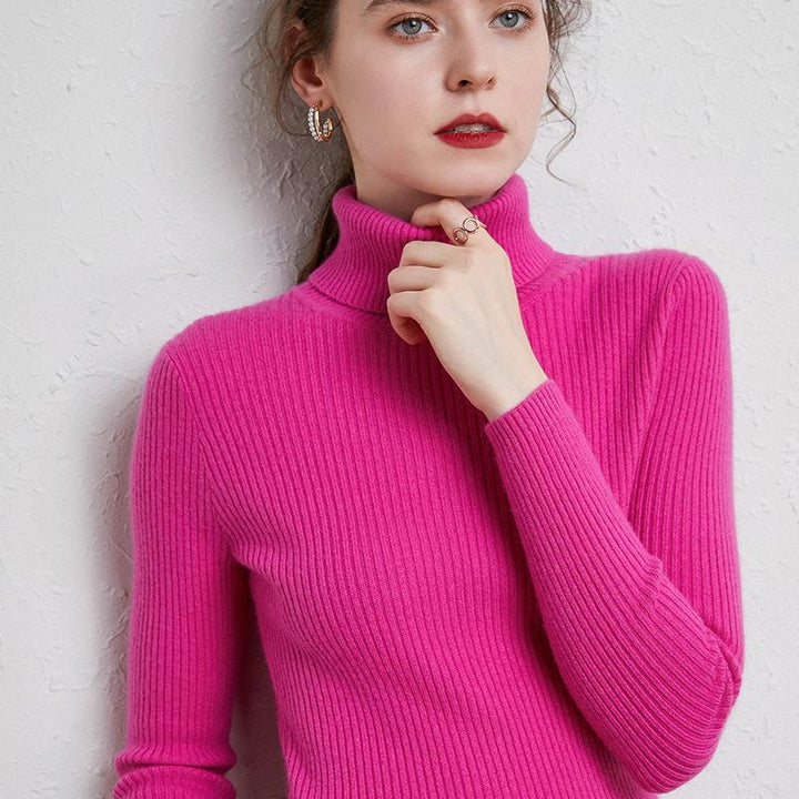 Women’s turtleneck sweater, knitted, slim fit